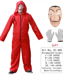 Halloween Anime Salvador Dali Movie The House of Paper La Casa De Papel Cosplay Party Hooded Money Heist Costume Face Mask 4