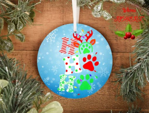 Ho Ho Ho Dog Paw Christmas 2021 ornament 1