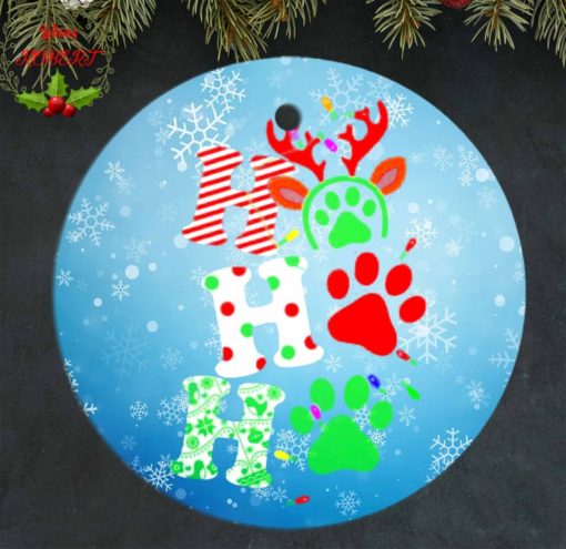 Ho Ho Ho Dog Paw Christmas 2021 ornament