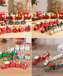 Merry Christmas Wooden Train Ornament Christmas Decoration For Home Santa Claus Gift