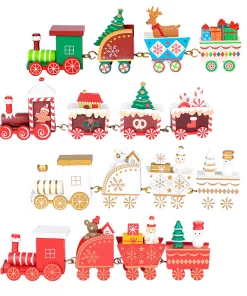 Merry Christmas Wooden Train Ornament Christmas Decoration For Home Santa Claus Gift