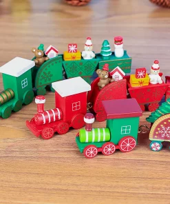 Merry Christmas Wooden Train Ornament Christmas Decoration For Home Santa Claus Gift