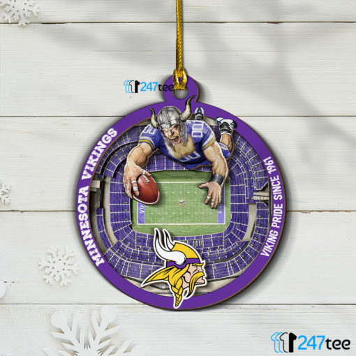 Minnesota Vikings NFL 3D Stadium Christmas Wood Ornament