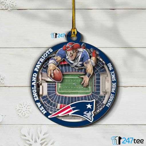 New England Patriots NFL 3D Stadium Christmas Wood Ornament