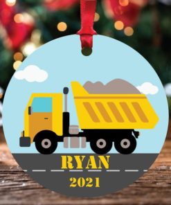 Personalized Kids Dump Truck Custom Christmas Ornament 1