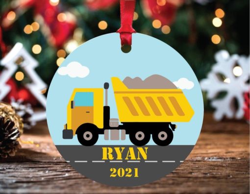 Personalized Kids Dump Truck Custom Christmas Ornament 1