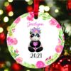 Personalized Watercolor Panda Girl Christmas Ornament with Name and Year 1