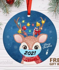 Reindeer with mask 2021 Christmas Ornament