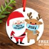 Santa and Reindeer with mask 2021 Christmas Ornament