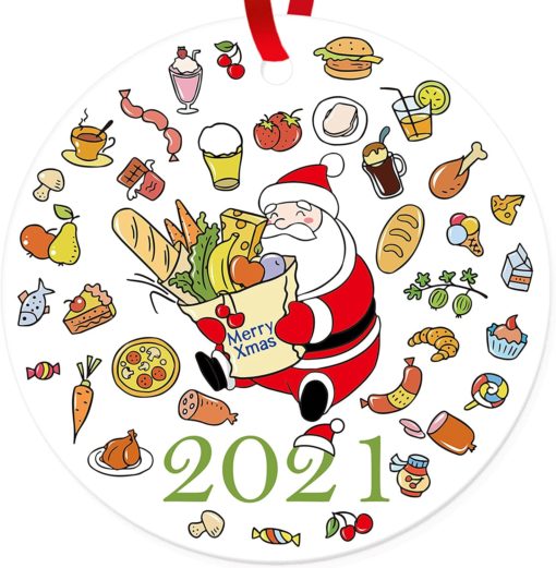 Santa with Food 2021 Christmas Decorations Quarantine Commemorative Pandemic Ornament