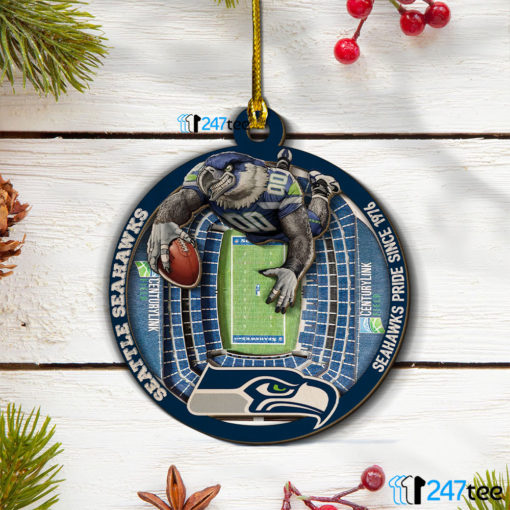 Seattle Seahawks NFL 3D Stadium Christmas Wood Ornament