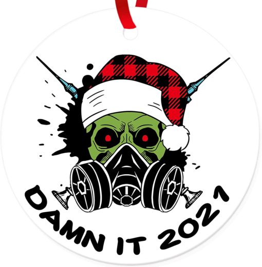 Skull with Gas Mask 2021 Christmas Ornament