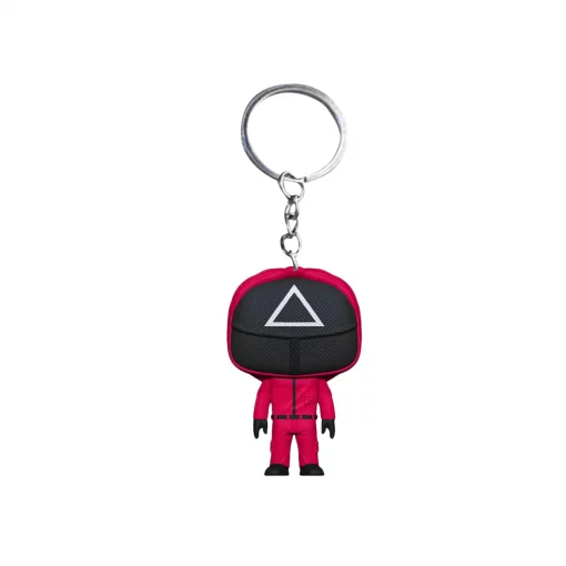Squid Game Keychain Soldier Triangle Series Creative Charms 3d Mini Doll Figurine Key Ring Car Backpack Pendant 3