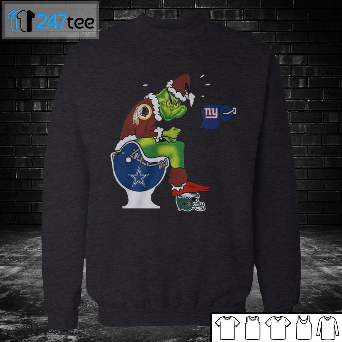 The Grinch Washington Football Team Shit On Toilet Dallas Cowboys Christmas  T-Shirt, hoodie, sweater, long sleeve and tank top