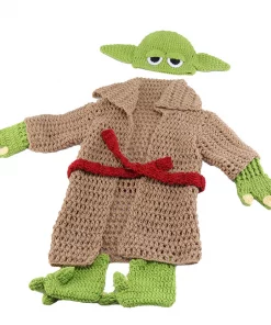 Yoda Style Newborn Infant Baby Photography Prop Crochet Knit Costume Set Handmade Toddler Cap Outfits 7