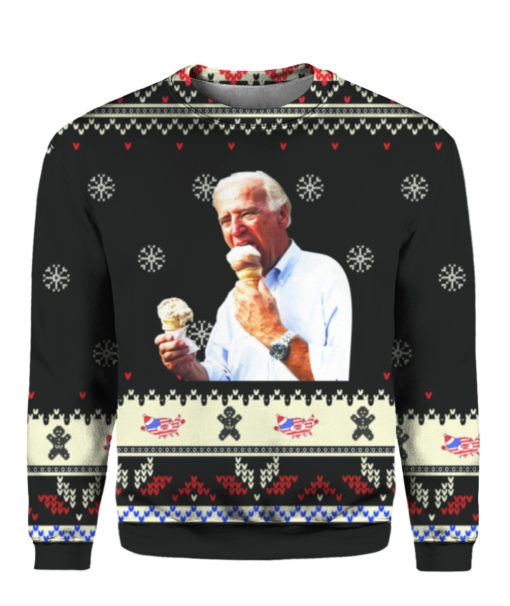 Joe Biden Eating Ice Cream Ugly Christmas Sweater