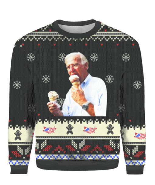 Joe Biden Eating Ice Cream Ugly Christmas Sweater