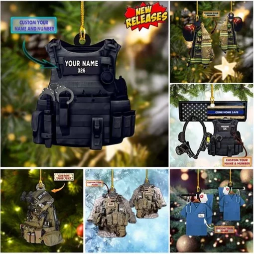 Name Customization Police Christmas Ornament police Santa ornament 1