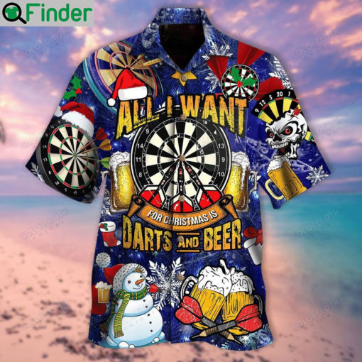 All i want for christmas is darts and beer hawaiian shirt 1