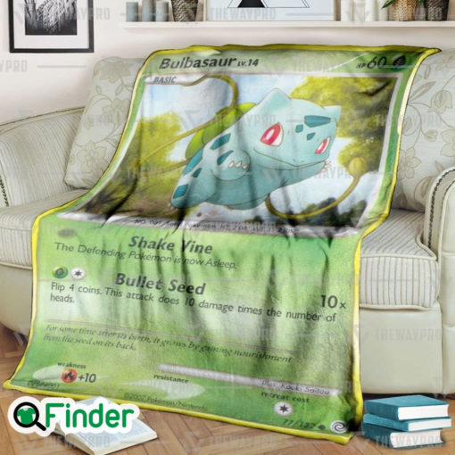 Bulbasaur Secret Wonders Pokemon Trading Card Fleece Blanket