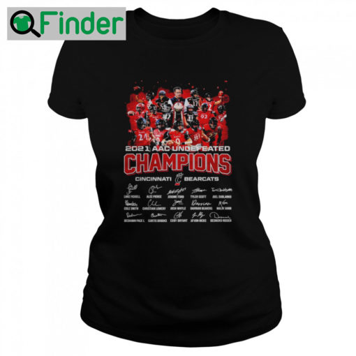 CINCINNATI BEARCATS 2021 ACC UNDEFEATED CHAMPIONS SIGNATURES THANK T SHIRT