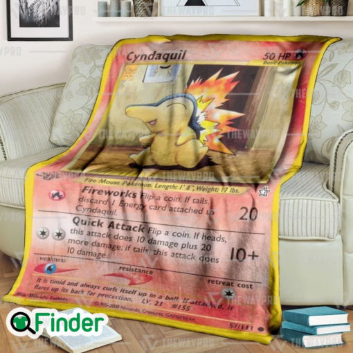 Cyndaquil 1st Edition Fireworks Pokemon Trading Card Fleece Blanket