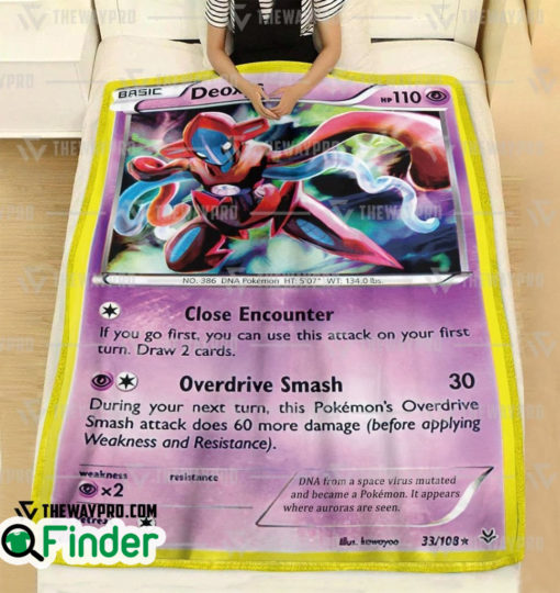 Deoxys Pokemon Trading Card Fleece Blanket 1