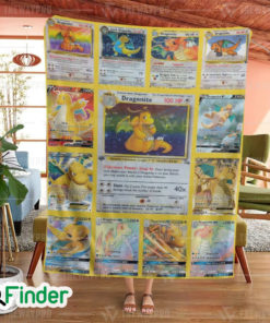 Dragonite Pokemon Trading Card Fleece Blanket 1