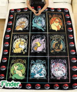 Eevee Evolution Poke Ball Custom Fleece Blanket 1