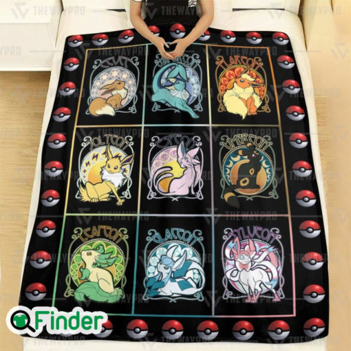 Eevee Evolution Poke Ball Custom Fleece Blanket 1