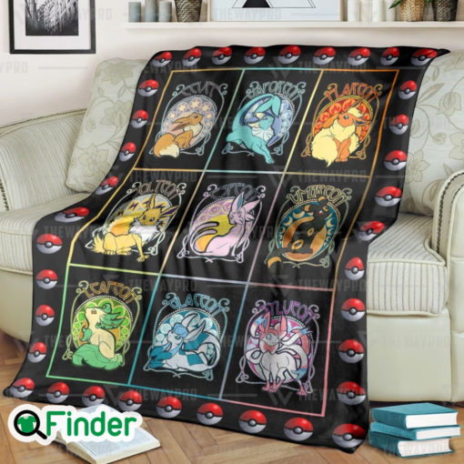 Eevee Evolution Poke Ball Custom Fleece Blanket