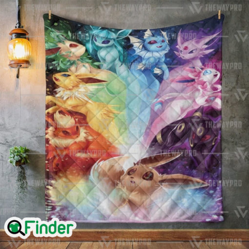 Eevee Evolutions Rainbow Custom Quilt Blanket 1