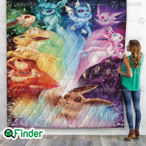 Eevee Evolutions Rainbow Custom Quilt Blanket