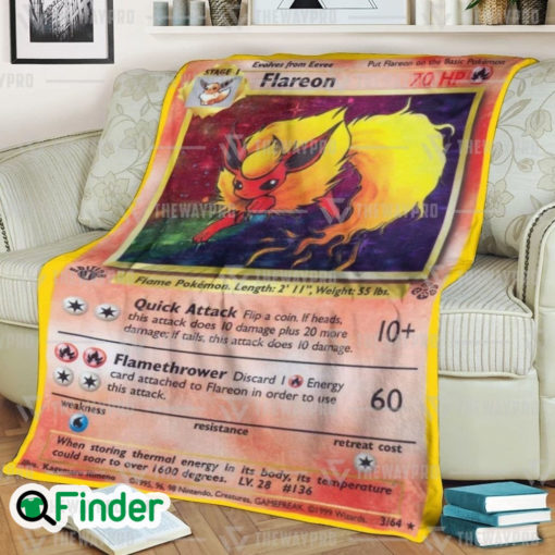 Flareon Pokemon Trading Card Fleece Blanket