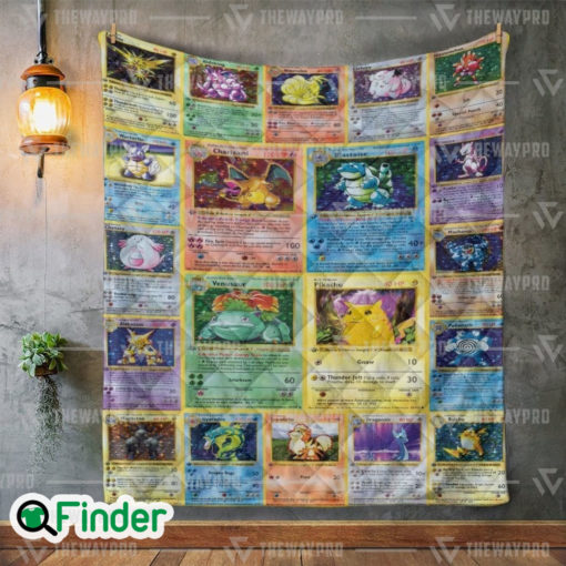 Gen 1 Pokemon Trading Card Quilt Blanket 1