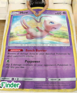 Mew Pokemon Trading Card Fleece Blanket 1