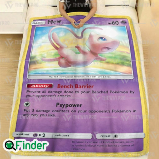 Mew Pokemon Trading Card Fleece Blanket 1