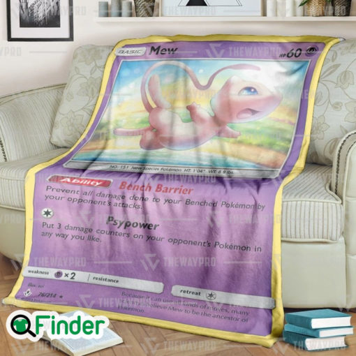 Mew Pokemon Trading Card Fleece Blanket