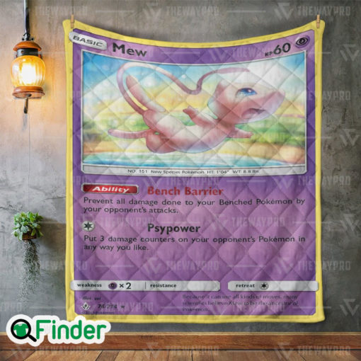 Mew Pokemon Trading Card Quilt Blanket 1