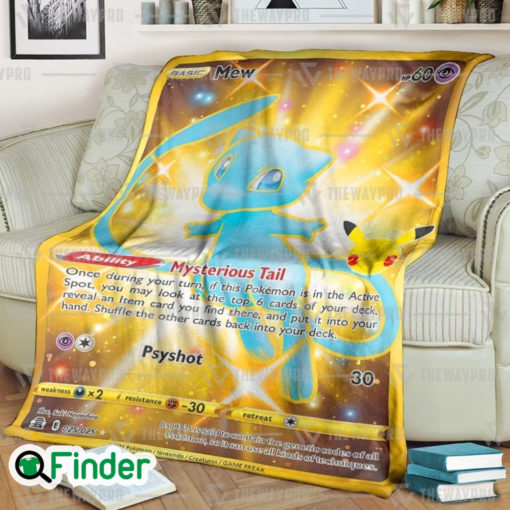 Mew Shiny Pokemon Trading Card Fleece Blanket