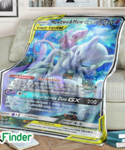 MewTwo And Mew Pokemon Trading Card Fleece Blanket