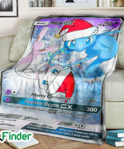 New Christmas Mew GX Pokemon Trading Card Fleece Blanket