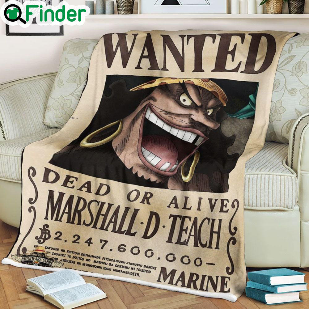 One piece Marshall D Teach Wanted soft blanket One piece Marshall D Teach Wanted soft blanket