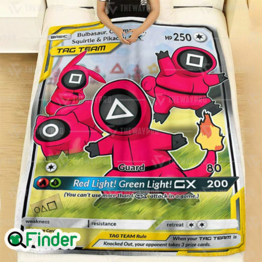 Pikachu Charmander Squirtle Bulbasaur Guardian Tag Team Pokemon Trading Card Fleece Blanket 1