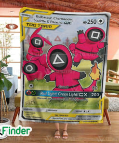 Pikachu Charmander Squirtle Bulbasaur Guardian Tag Team Pokemon Trading Card Fleece Blanket 2