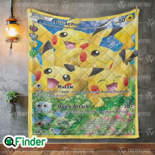 Pikachu Generations Pokemon Trading Card Quilt Blanket 1