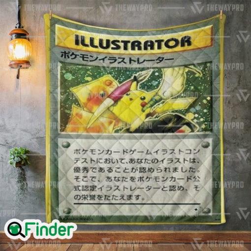 Pikachu Pokemon ILLUSTRATOR Card Quilt Blanket 1