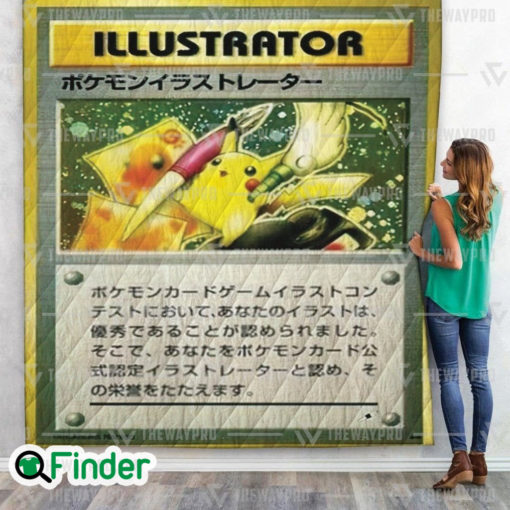 Pikachu Pokemon ILLUSTRATOR Card Quilt Blanket