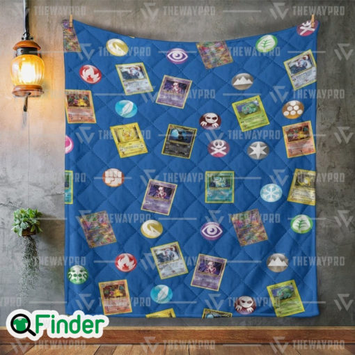 Pokemon Cards And Elements Quilt Blanket 1