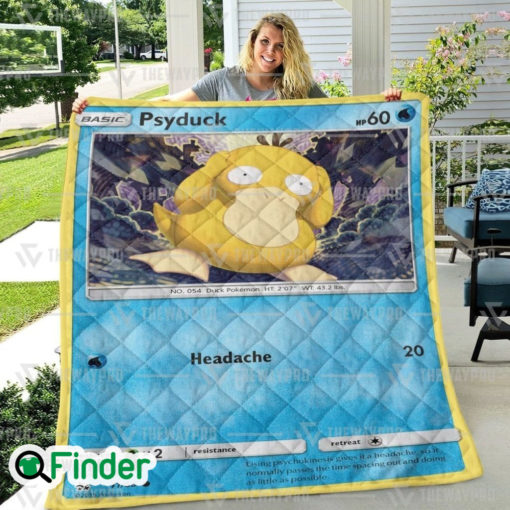 Psyduck Pokemon Trading Card Quilt Blanket 1